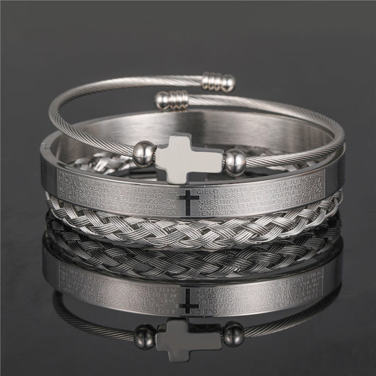Pulsera de Acero Titanio Estilo Punk con Diseño Romano - Image 15