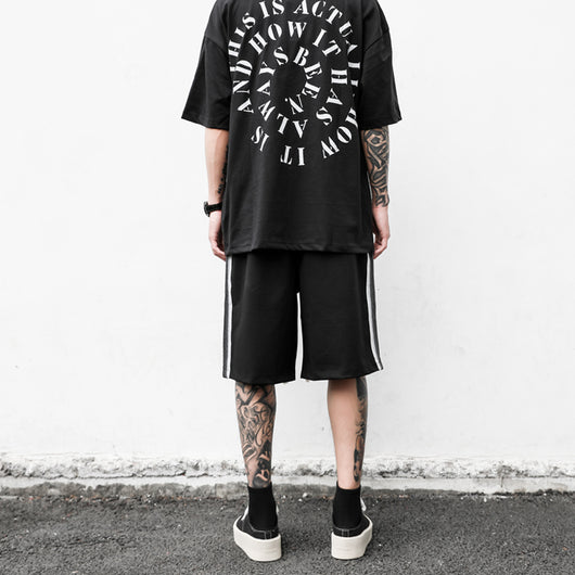 Shorts Holgados Hip-hop Urbanos Cinco Bolsillos Negro y Blanco - Image 7