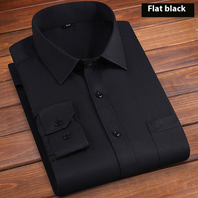 Camisa de Negocio Hombre Suelta sin Planchado - Color Sólido - Image 10