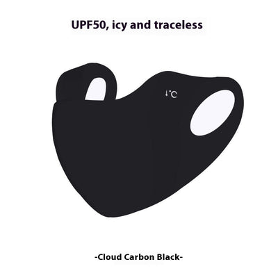 Light pink ice silk sun protection mask with ear loops and neck coverage, featuring small ventilation holes. - Image 14