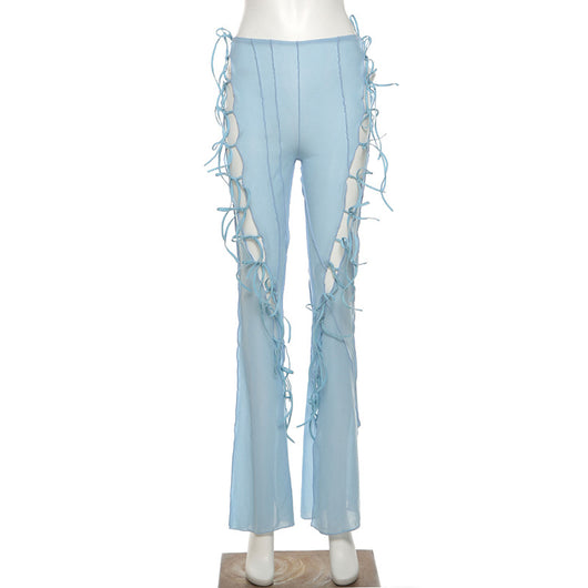 Pantalones Rectos Cintura Alta con Detalle Micro Acampanado y Encaje - Image 14