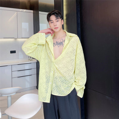 Camisa Suelta y Cómoda Transparente para Hombre