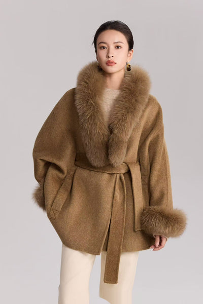 Abrigo de Lana Reversible con Pelo de Zorro Real - Elegancia Otoño Invierno - Image 13