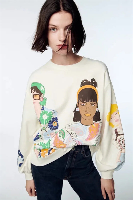 Sudadera Estampada Cuello Redondo para Niña - Diseño Casual y Cómodo - Image 7