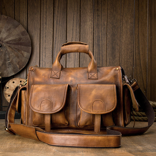 Bolsa Bandolera de Cuero Genuino Hecha a Mano para Hombre - Image 11