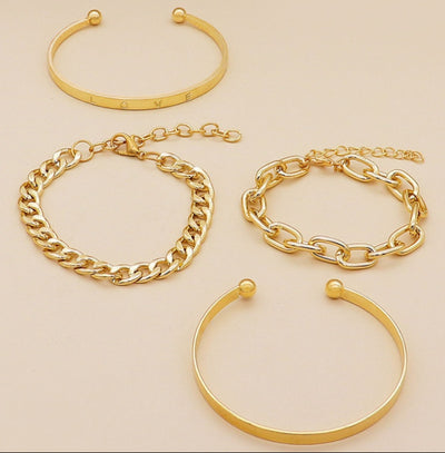 Juego de Pulseras de Cadena Hueca en C - Diseño Minimalista y Elegante - Image 9