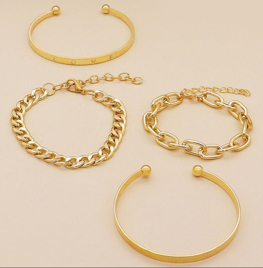 Juego de Pulseras de Cadena Hueca en C - Diseño Minimalista y Elegante - Image 9
