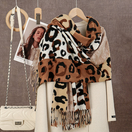Bufanda Duplex de Cachemira Suave con Estampado Reversible