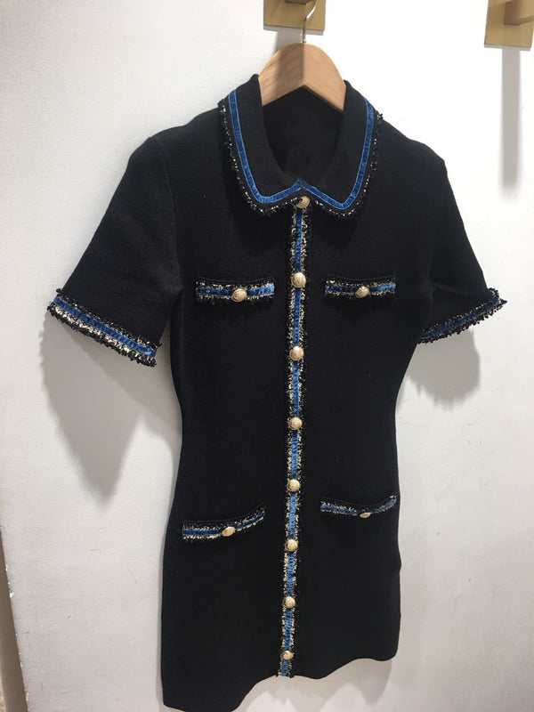 Vestido Tejido Entallado con Cuello de Solapa para Mujer