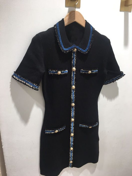 Vestido Tejido Entallado con Cuello de Solapa para Mujer - Image 2