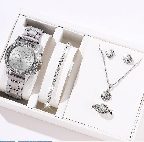Conjunto de Lujo Combinable con Diamantes y Brillantes Grandes para Mujer - Caja de Cinco Piezas - Image 12
