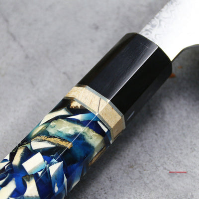 Cuchillo Kiryu Damasco Ámbar - Acero VG-10 67 Capas con Mango de Resina Mama - Image 13