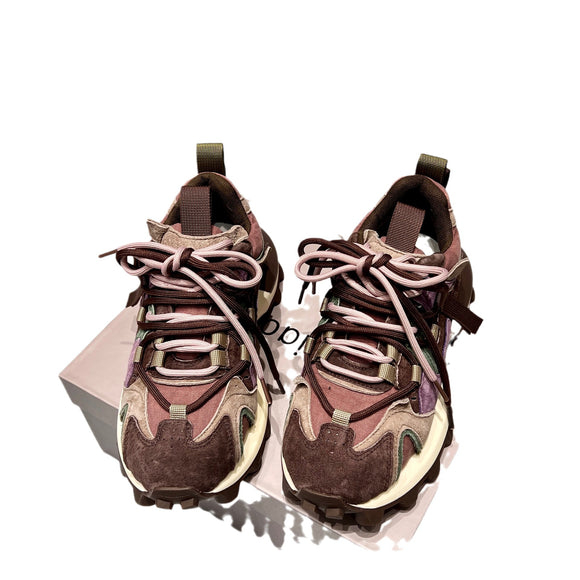 Zapatillas Deportivas Retro con Suela Gruesa y Acabado Brillante para Mujer