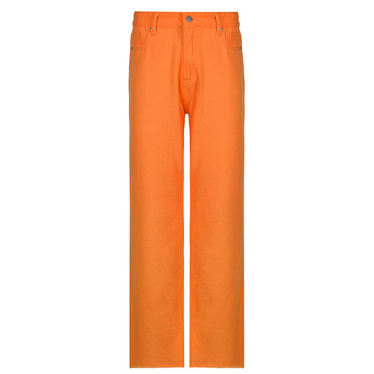 Pantalones Rectos de Cintura Alta en Colores Candy para Mujer - Image 10