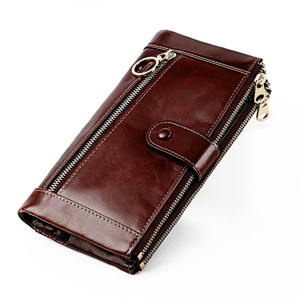 Billetera Vintage de Cuero Encerado para Mujer - Diseño Clásico