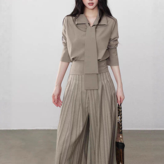 Blusa Larga Elegante Ajustada con Cordones - Diseño Minimalista para Mujer