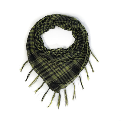 Pañuelo Táctico Keffiyeh Cuadros Houndstooth con Borlas Desértico - Image 24