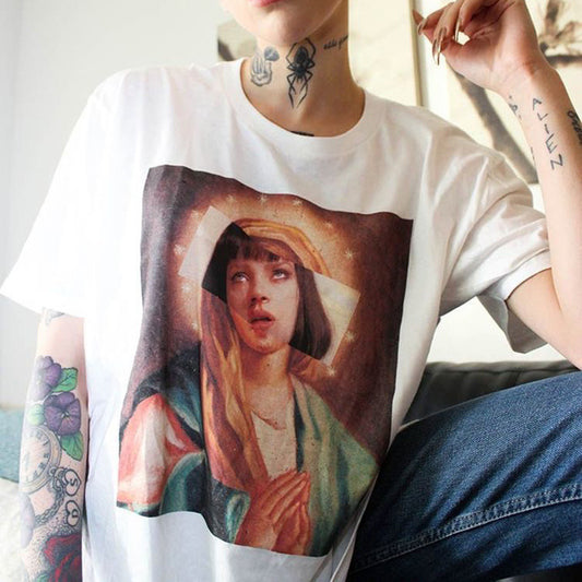 Camiseta Estampada de Manga Corta para Mujer
