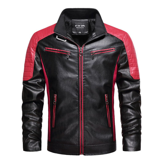 Chaqueta de Cuero Delgada Estilo Europeo Hombre Joven - Corte Slim con Cuello Alto - Image 11