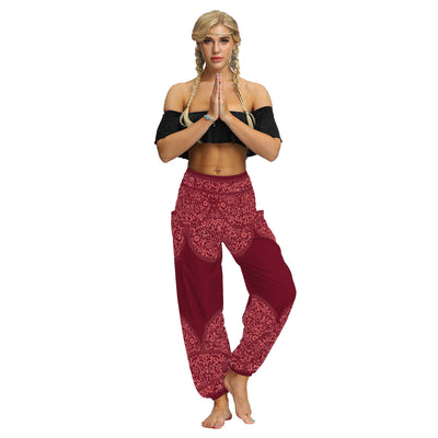 Pantalones Yoga Sueltos con Estampado Étnico y Cintas en Tobillos para Mujer - Image 20