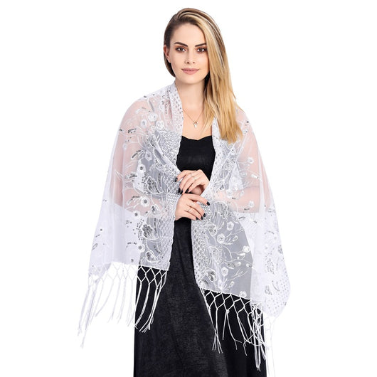 Chal de Gala Elegante con Lentejuelas y Borlas para Novia - Image 37