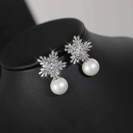 Conjunto de Collar y Aretes de Perla Lujo Coreano con Circonitas - Joyería Nupcial Versátil - Image 7