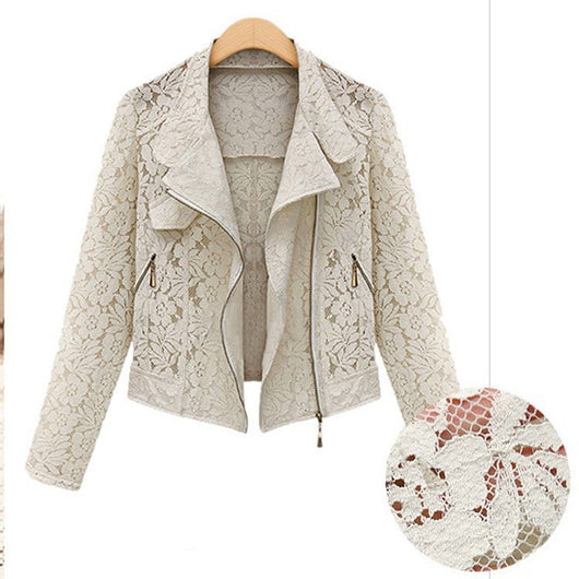 Cardigan de Encaje Calado Corto Versátil para Mujer - Image 4