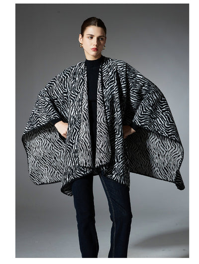 Chal Zebra Cálido de Largo Medio para Invierno - Image 12