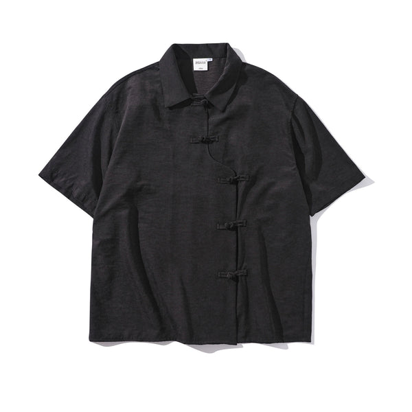 Camisa Corta Estilo Chino Tradicional con Botones de Rana para Hombre - Image 6