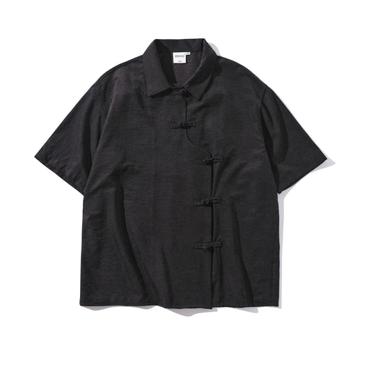 Camisa Corta Estilo Chino Tradicional con Botones de Rana para Hombre - Image 6
