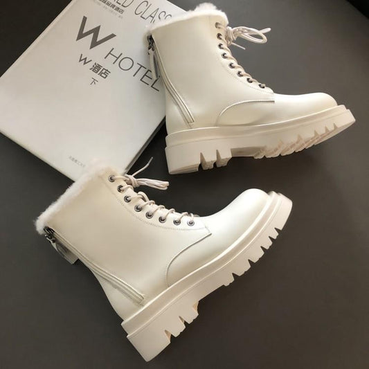 Botas Cálidas para Mujer en Cuero Genuino con Cierre
