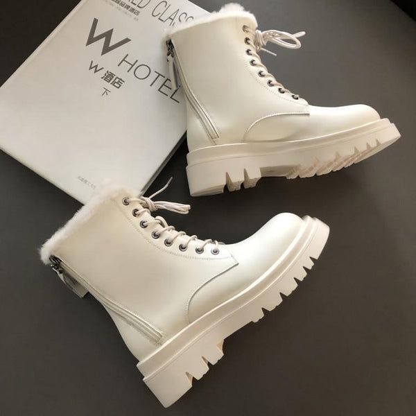 Botas Cálidas para Mujer en Cuero Genuino con Cierre