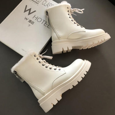 Botas Cálidas para Mujer en Cuero Genuino con Cierre