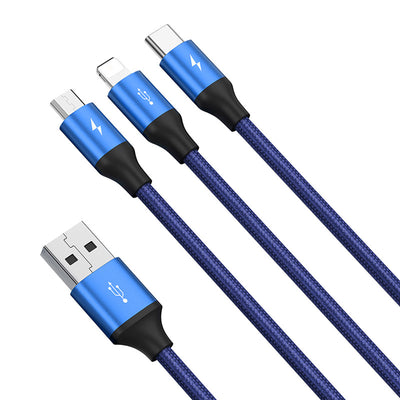 Cable 3 en 1 Rapid Series - iPhone, Android y USB-C Azul Oscuro - Image 7