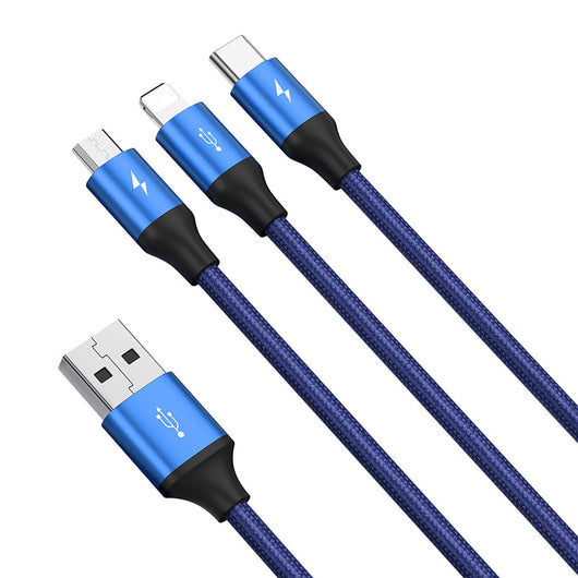 Cable 3 en 1 Rapid Series - iPhone, Android y USB-C Azul Oscuro - Image 7