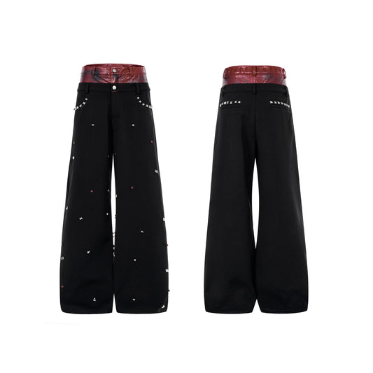 Conjunto Chaqueta y Pantalón Efecto Cuero Negro con Tachuelas - Image 2