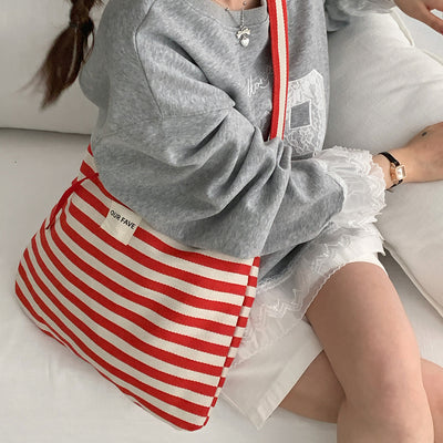 Bolsa Mensajero de Lona a Rayas con Doble Uso y Gran Capacidad - Image 6