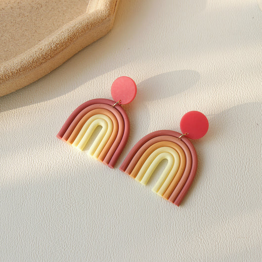 Aretes de Arcilla Polimérica Arcoíris Hechos a Mano Estilo Retro - Image 11