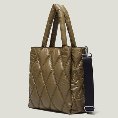 Bolso Mensajero Mujer Cuadros Diamante Gran Capacidad Acolchado - Image 3