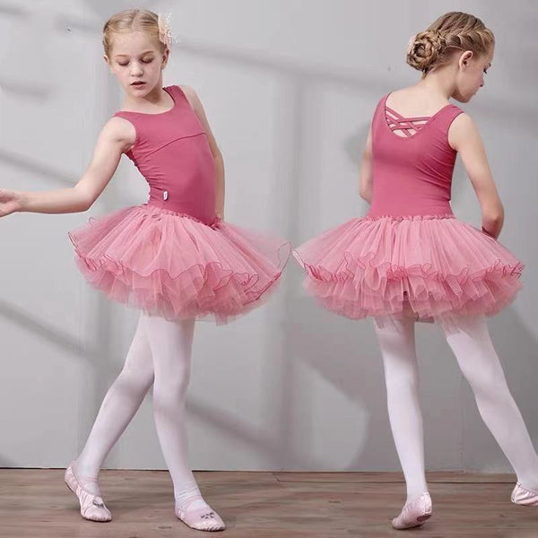 Conjunto de Ballet Infantil con Falda Tutú y Blusa de Manga Corta