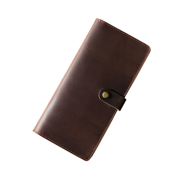 Billetera Retro Cuero Crazy Horse Multifuncional Unisex Cartera Larga