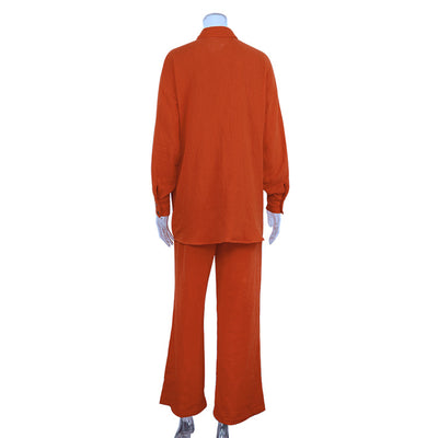 Conjunto Elegante de Blusa Manga Larga y Pantalón Ancho Cintura Alta - Image 19