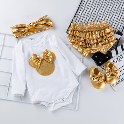Enterizo Bebé Manga Larga con Pantalón Dorado PP - Image 9