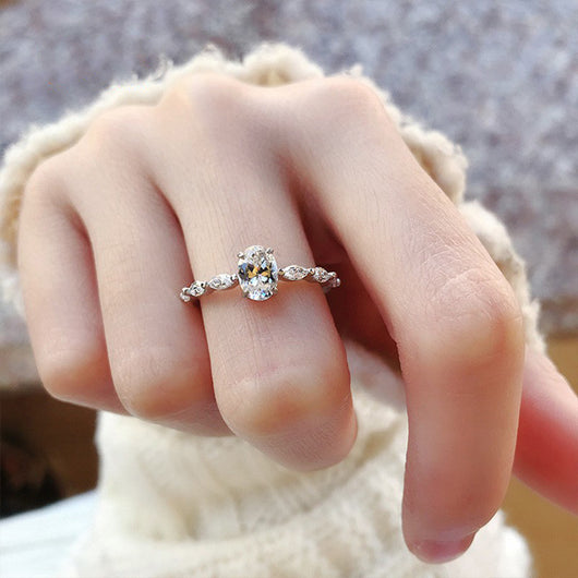 Anillo de Plata 925 Óvalo con Zirconia 5A Brillante - Image 4
