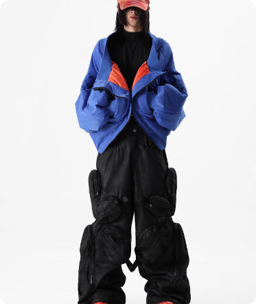 Pantalones Cargo Oversized de Algodón Puro Pesado Negro con Múltiples Bolsillos - Image 5