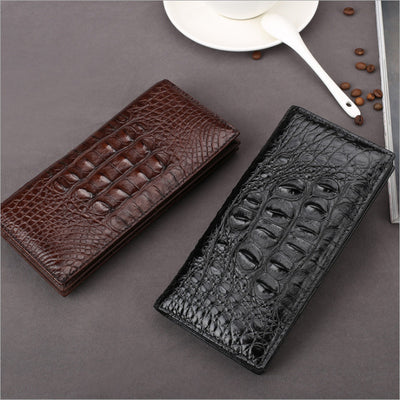 Billetera Larga de Cuero de Cocodrilo y Cuero Vacuno para Hombre - Múltiples Tarjetas - Image 12