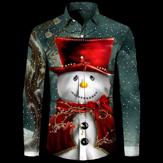 Camisa Hawaiana Navideña 3D Digital Hombre Talla Grande Casual Retro - Image 13
