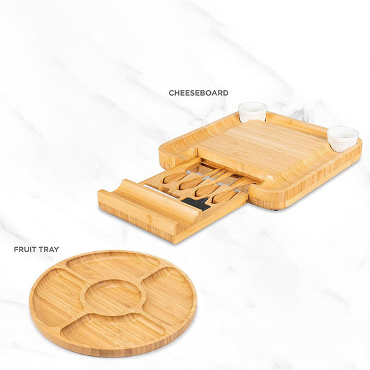 Tabla de Quesos de Bambú con Juego de 4 Cuchillos de Acero Inoxidable - Image 10