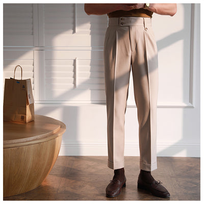 Pantalones Neapolitanos de Corte Recto Cintura Alta para Hombre - Image 20