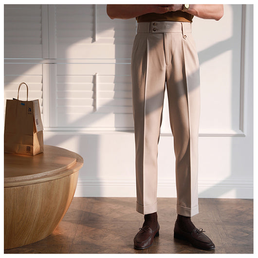 Pantalones Neapolitanos de Corte Recto Cintura Alta para Hombre - Image 20